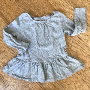 Gap Size 2T Cotton Longsleeve Ruffle-Hem Top, GUC